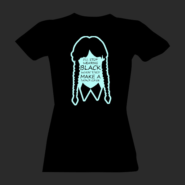 Fluorescenční potisk Wednesday Addams 