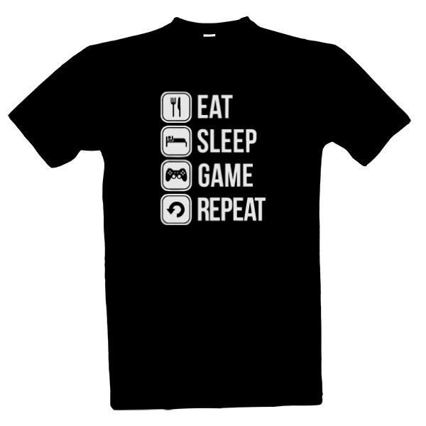 Tričko s potiskem EAT, SLEEP, GAME, REPEAT!